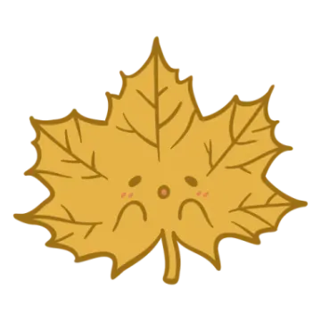 a yellow maple leaf with a sad face