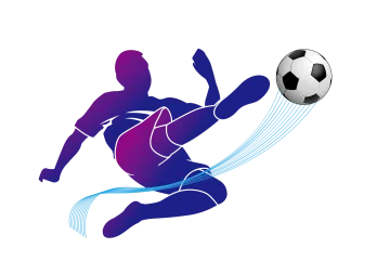 a silhouette of a soccer player kicking the ball