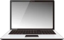 a laptop computer with a blank screen