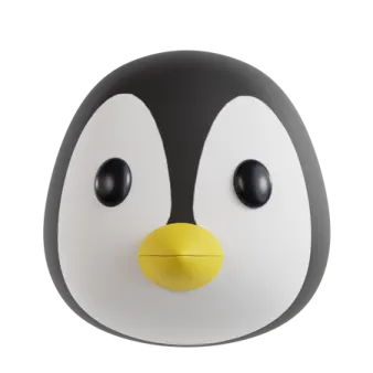 a black and white penguin with a yellow nose