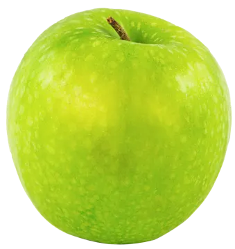 a green apple on a white background