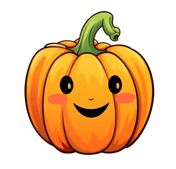 a cartoon pumpkin with a smiling face