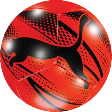 a red soccer ball with black and white designs