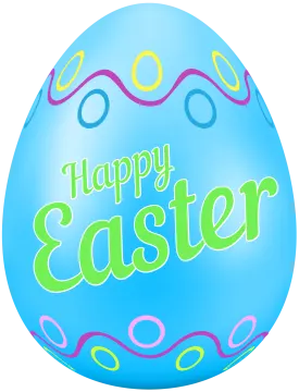 a blue easter egg with the words happy easter