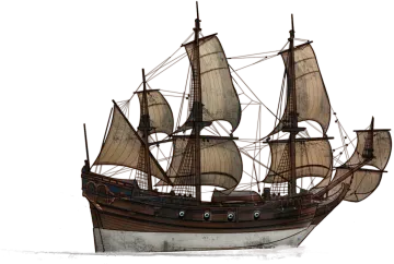 an old sailing ship on a white background