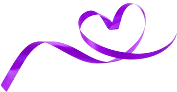 a purple ribbon in the shape of a heart