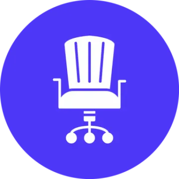 a white office chair in a black circle