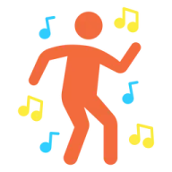 a person dancing with music notes around them