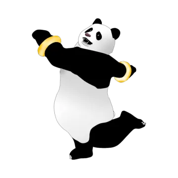 a black and white panda dancing
