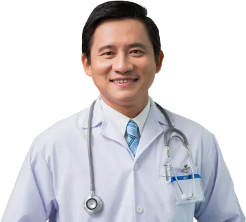 a man wearing a white lab coat