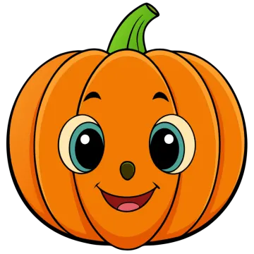 a cartoon pumpkin with a smiling face