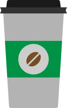 a coffee cup with a green lid
