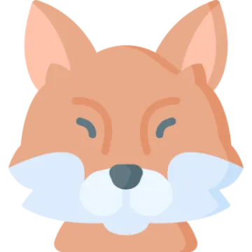 a brown fox with blue eyes