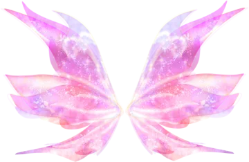 a pair of wings with pink and purple colors