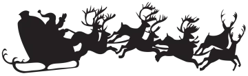 a black and white silhouette of reindeers in the snow