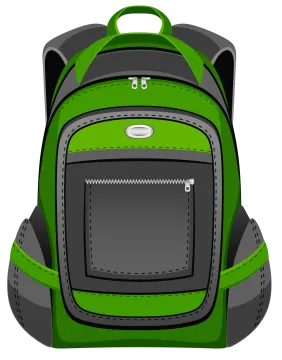a green school backpack