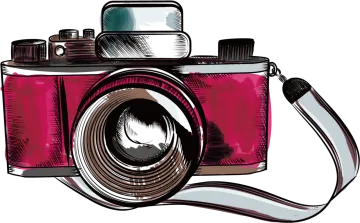 a red camera on a white background