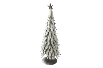 a metal christmas tree on a white background