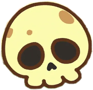 a brown and white skull with black eyes