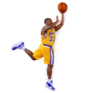 a man holding a basketball ball up in the air