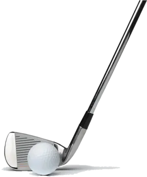 a golf ball and driver on a white background