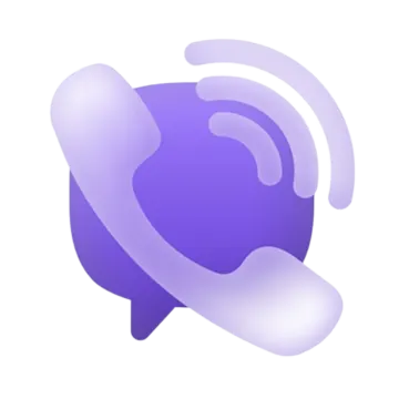 a purple phone icon with a white background
