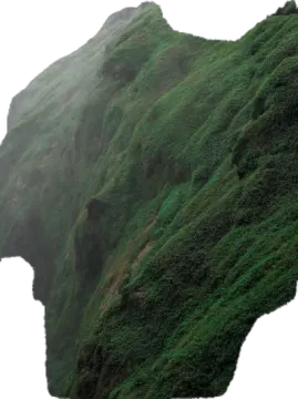 a large green mountain covered in vegetation