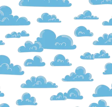 a pattern with clouds and rainbows