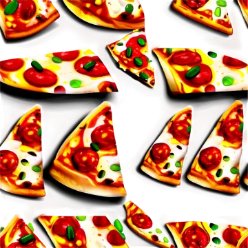 a group of slices of pizza on a white surface