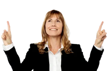 a woman with her hands up in the air