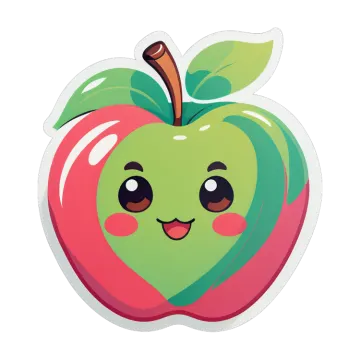 an apple sticker with a smiling face
