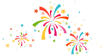 a group of colorful fireworkss with stars