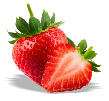 two strawberries on a white background