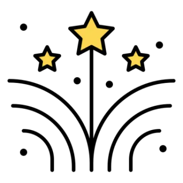 a black and white image of a book with stars