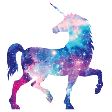 a silhouette of a unicorn with galaxy in the background
