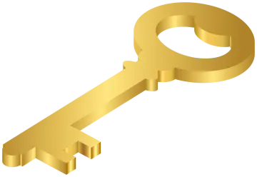 a golden key on a white background