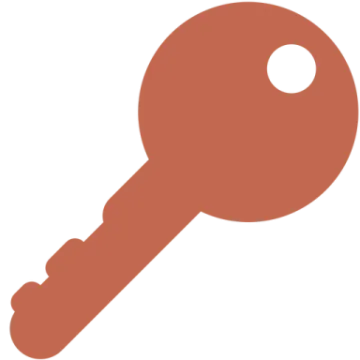 a red key with a white background