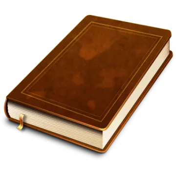 a brown book on a white background