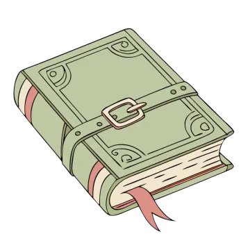 an open book with a ribbon around it