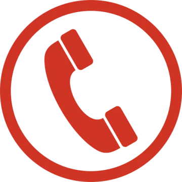 a red and white phone icon