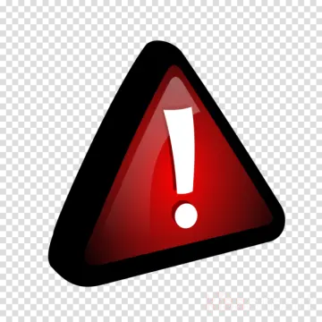 a red and black warning sign on a transparent background