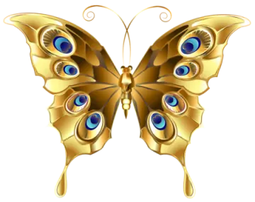 a golden butterfly with blue eyes