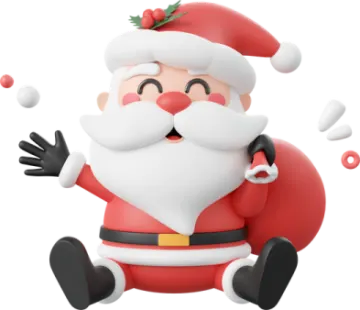 a cartoon santa claus with his hands in the air