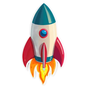 an illustration of a rocket with a white background