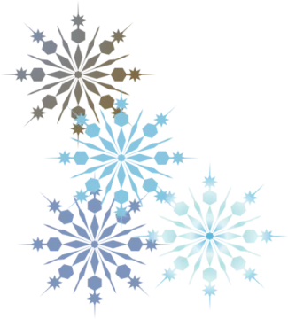 three snowfls on a white background