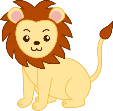 a cartoon lion sitting on the ground