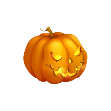 a cartoon pumpkin with its eyes closed
