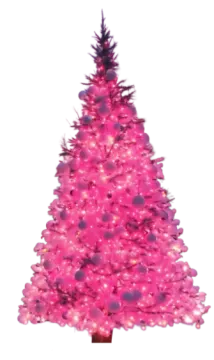 a pink christmas tree with white lights