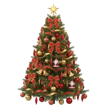 a christmas tree with red and gold decorations