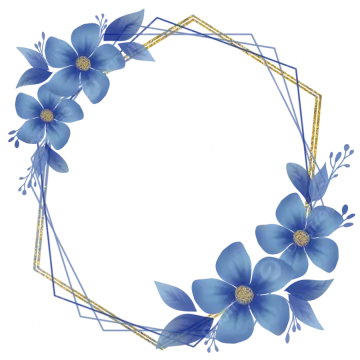 a frame with blue flowers on it